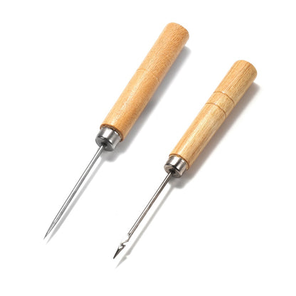 2pcs Wooden Sewing Awl for Leather & Jewelry Crafting