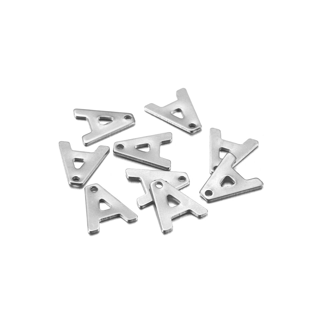 Pendentif lettre alphabet AZ en acier inoxydable, 50 pièces