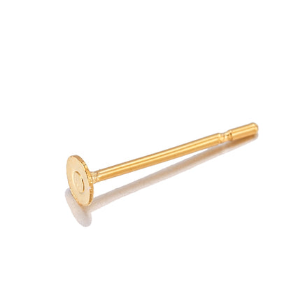Base de clou de boucle d'oreille en acier inoxydable doré de 3 à 8 mm, 50 pièces