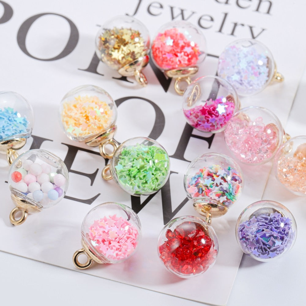 10pcs 16mm Transparent Glass Ball Star Beads