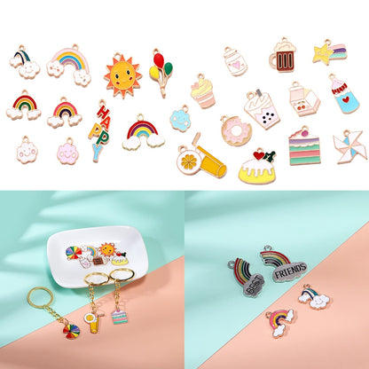 Cute Sun Keychain Cartoon Printing Connectors, 4Pcs