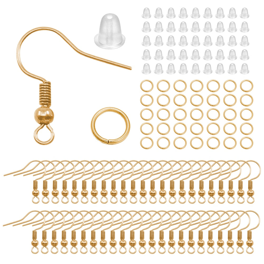 Earring Making Set: Hooks, Rings & Connects, 100-300pcs