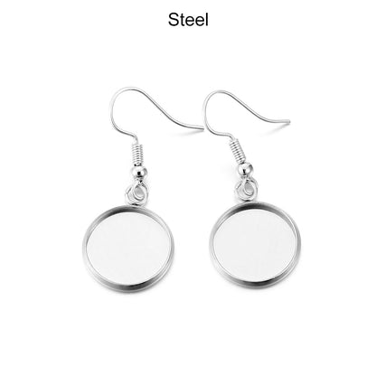 10-25mm Tray Bezel Cabochon Earring Hook, 10pcs