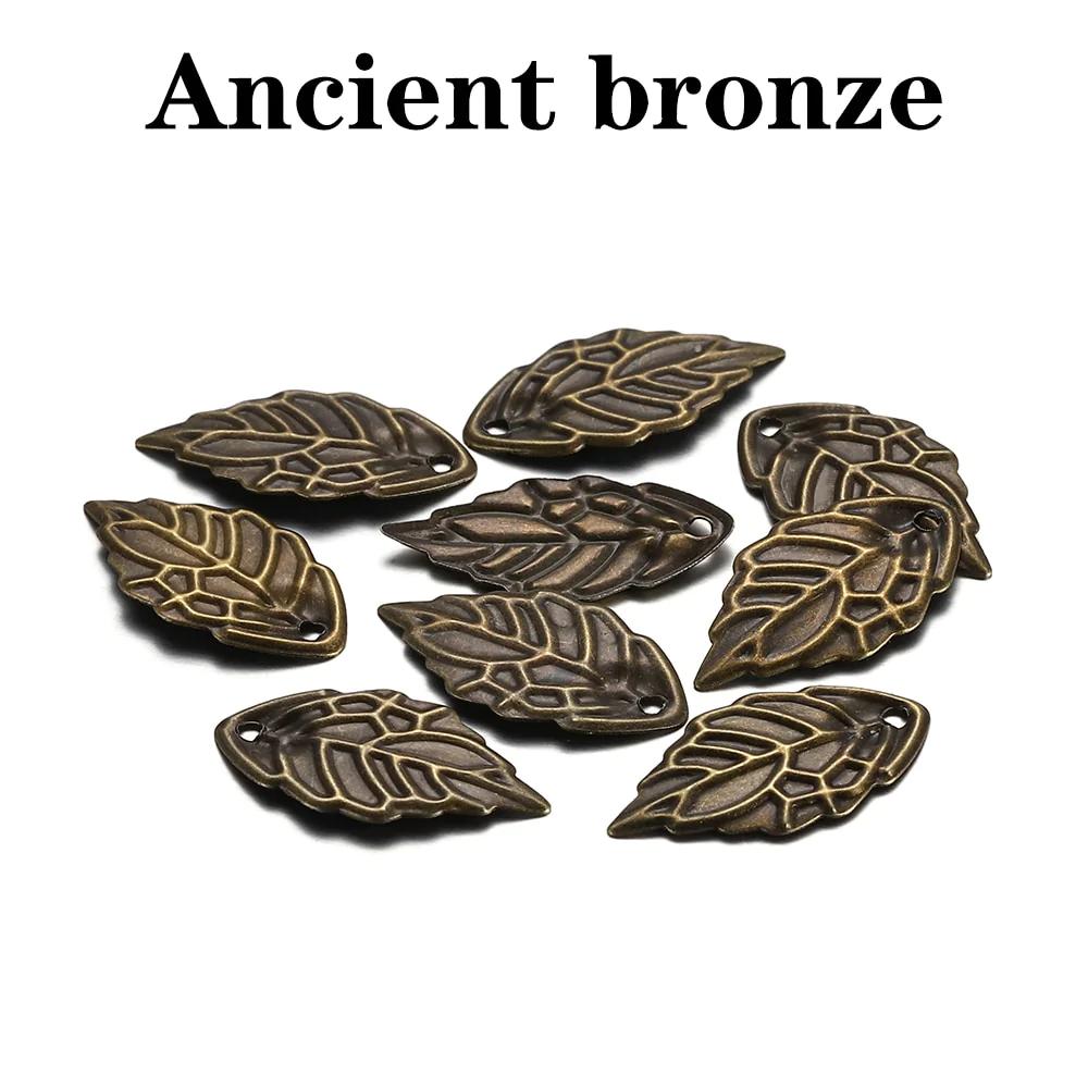 100Pcs 10x18mm Metal Leaf Shape Pendants