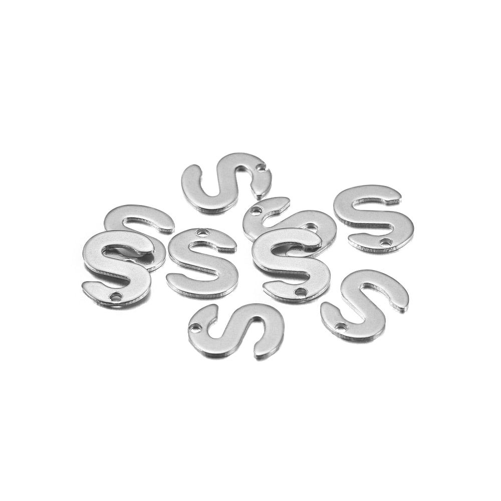 Pendentif lettre alphabet AZ en acier inoxydable, 50 pièces