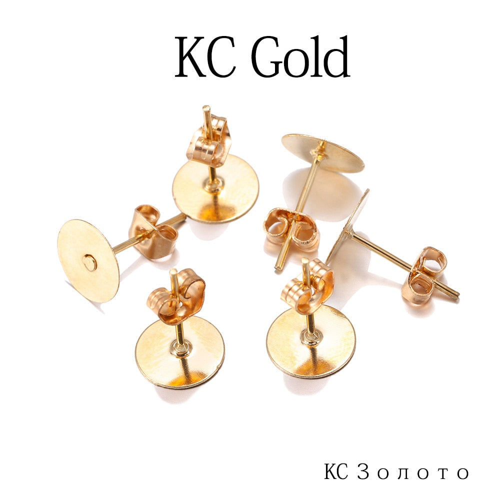 4-10mm Metal Blank Post Earring Studs Base 100pcs