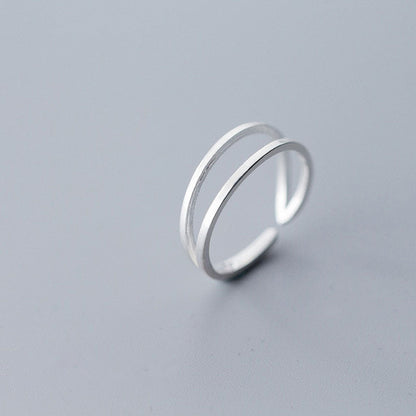 Geometric Double Circle Silver Ring
