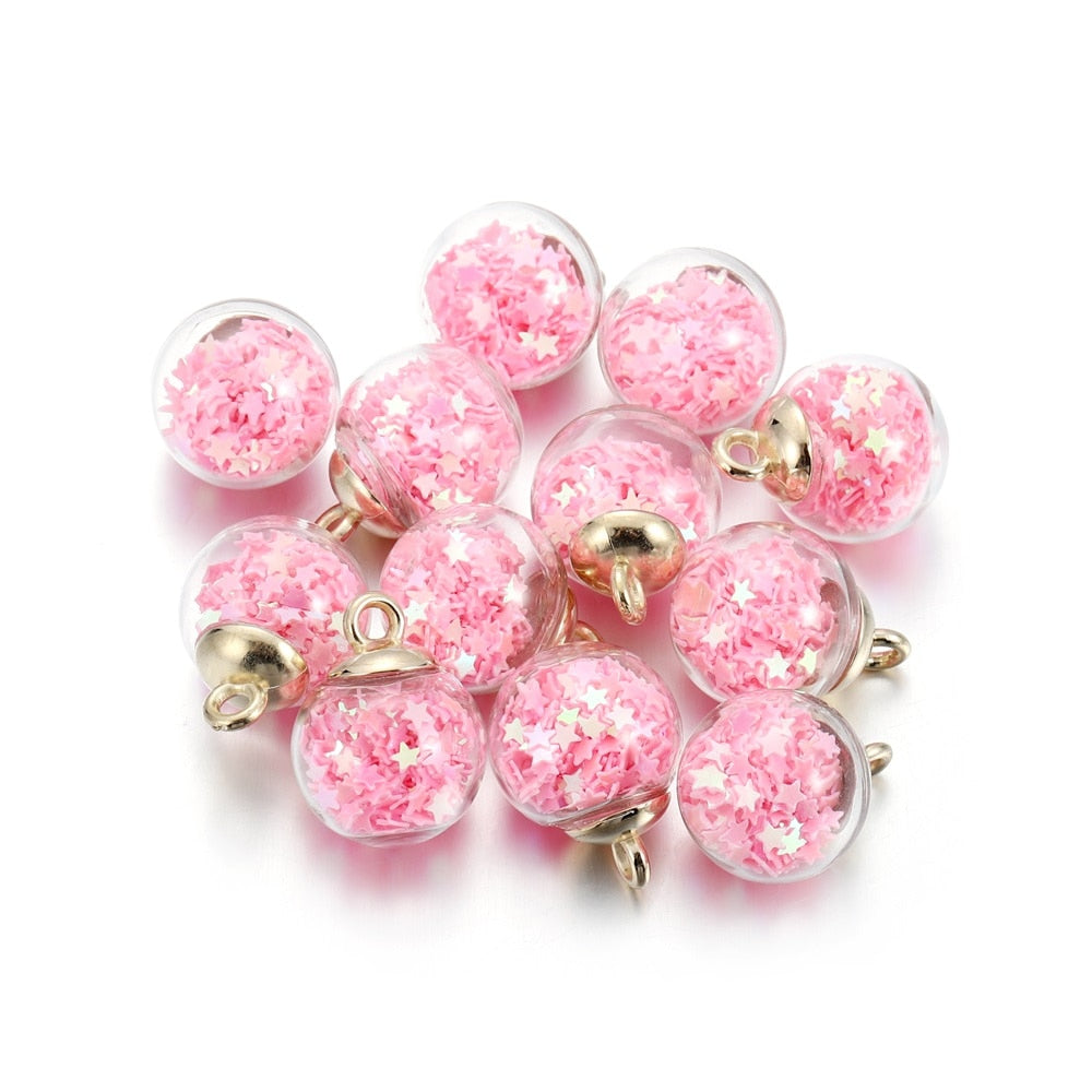 10pcs 16mm Transparent Glass Ball Star Beads