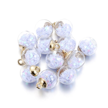 10pcs 16mm Transparent Glass Ball Star Beads