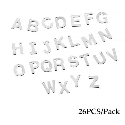 Pendentif lettre alphabet AZ en acier inoxydable, 50 pièces