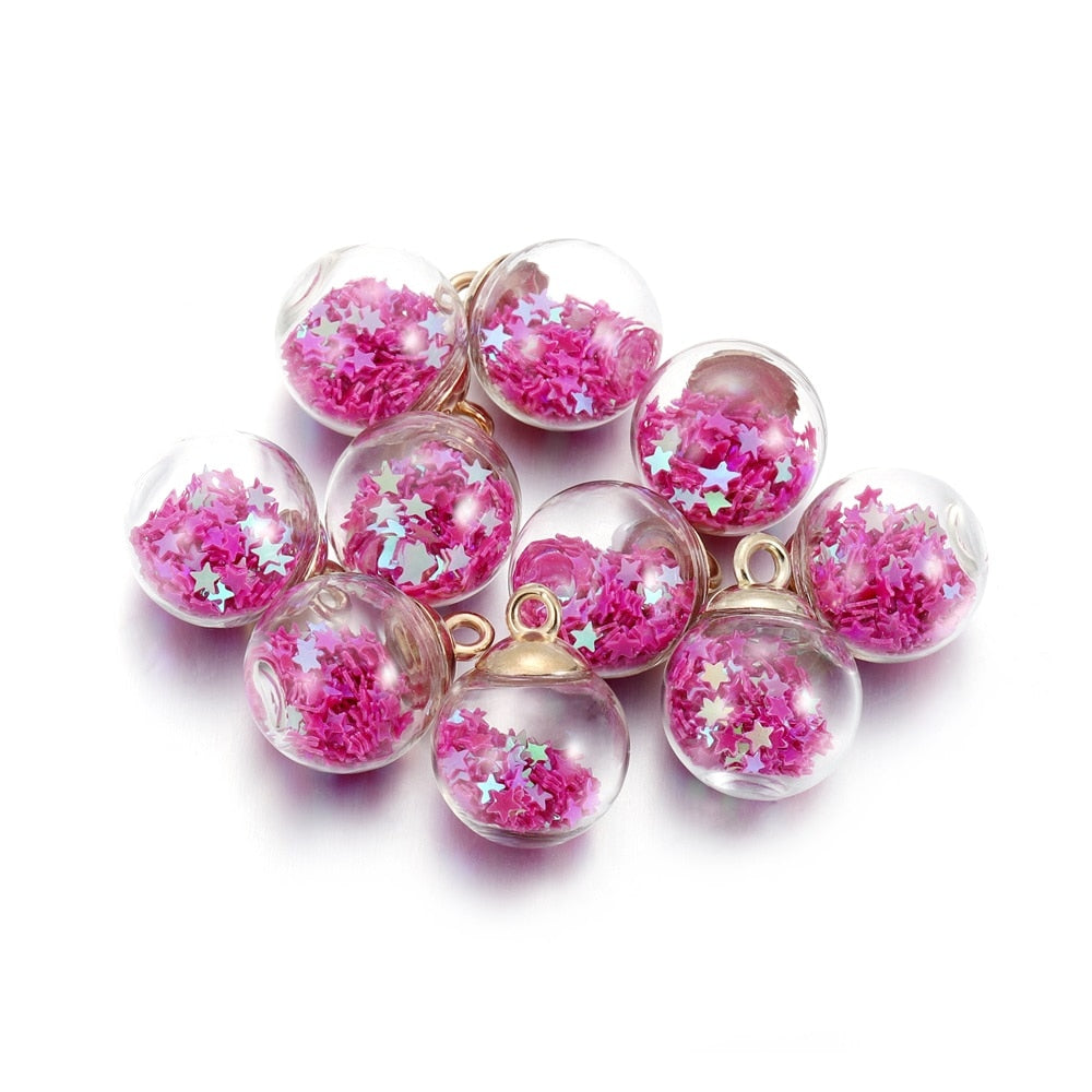 10pcs 16mm Transparent Glass Ball Star Beads