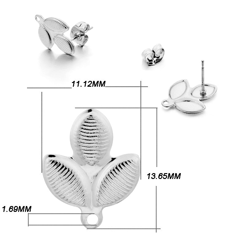 Stainless Steel Geometric Earring Stud Base, 10pcs