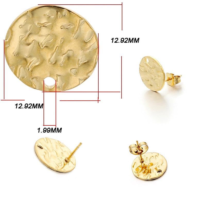 Stainless Steel Geometric Earring Stud Base, 10pcs