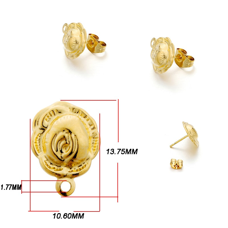 Stainless Steel Geometric Earring Stud Base, 10pcs
