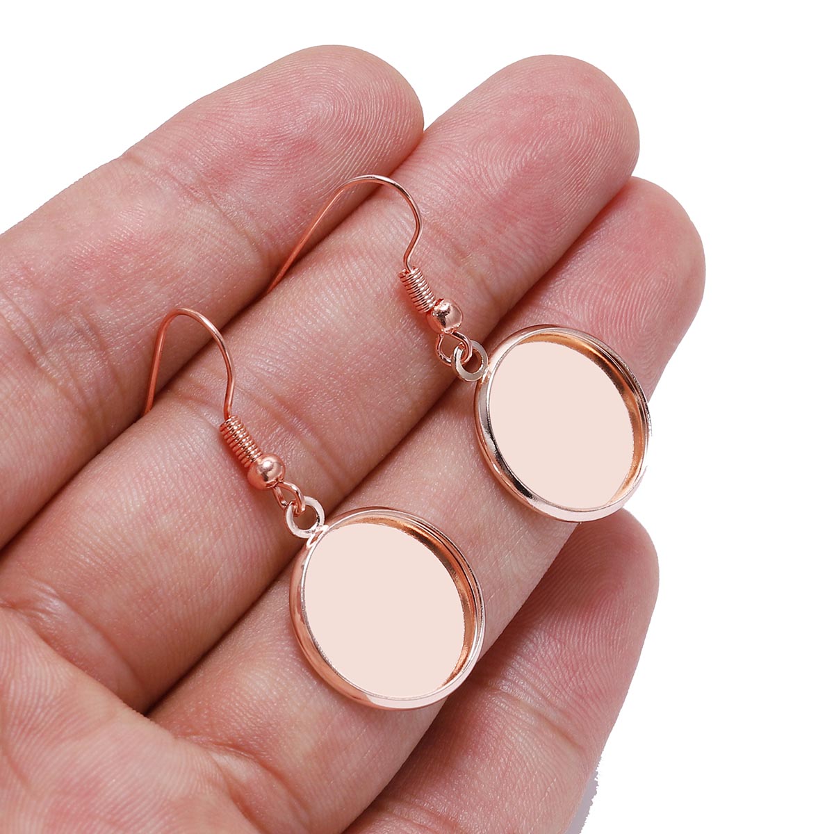 10-25mm Tray Bezel Cabochon Earring Hook, 10pcs