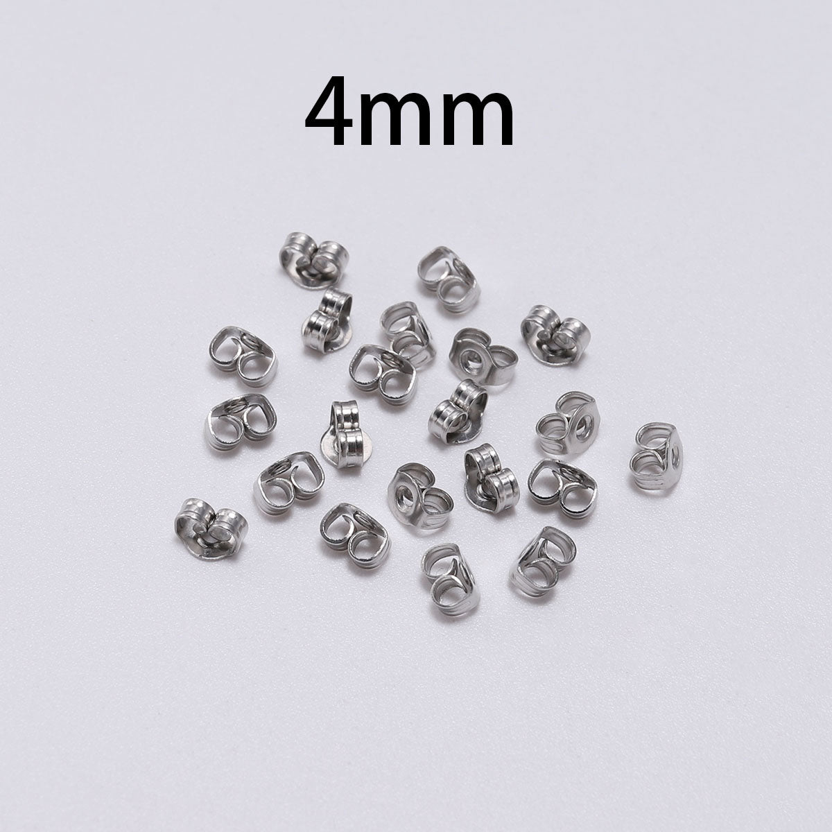 Stainless Steel Earring Back 4-8mm, 100pcs