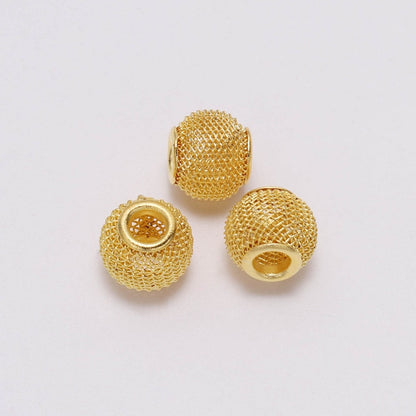 10x12mm Metal Mesh Spacer Bead, Big Hole, 10pcs