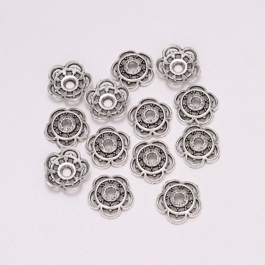 10mm Flower Bead Caps for Jewelry Making, 50pcs
