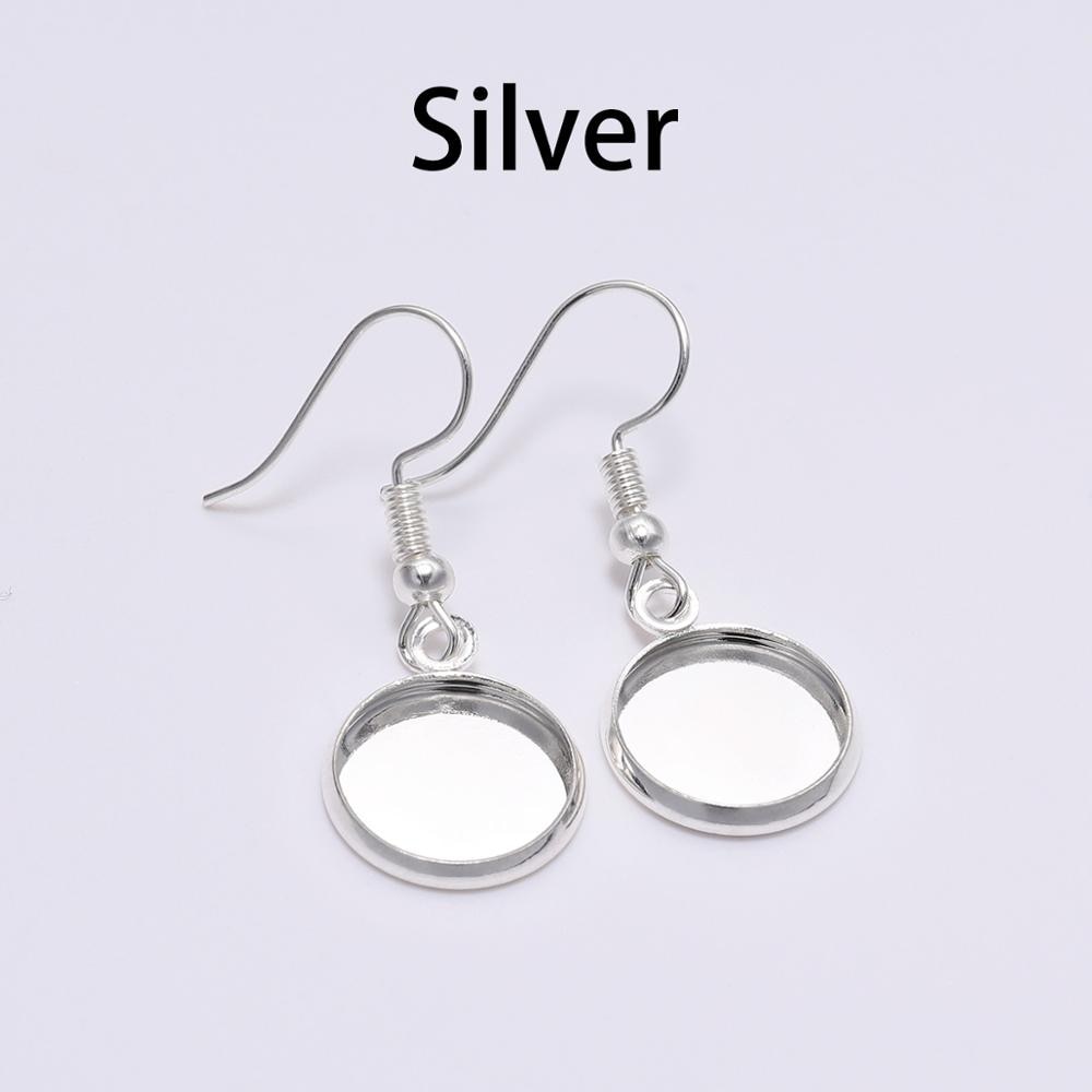 10-25mm Tray Bezel Cabochon Earring Hook, 10pcs