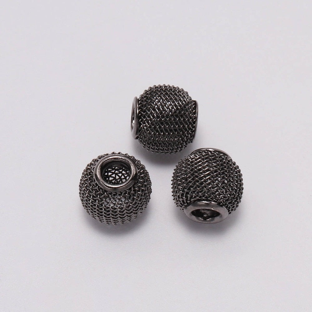 10x12mm Metal Mesh Spacer Bead, Big Hole, 10pcs