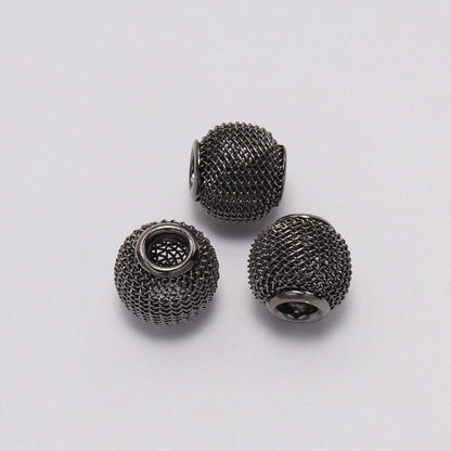 10x12mm Metal Mesh Spacer Bead, Big Hole, 10pcs