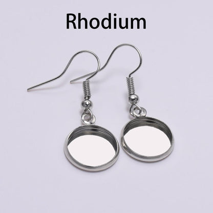 10-25mm Tray Bezel Cabochon Earring Hook, 10pcs