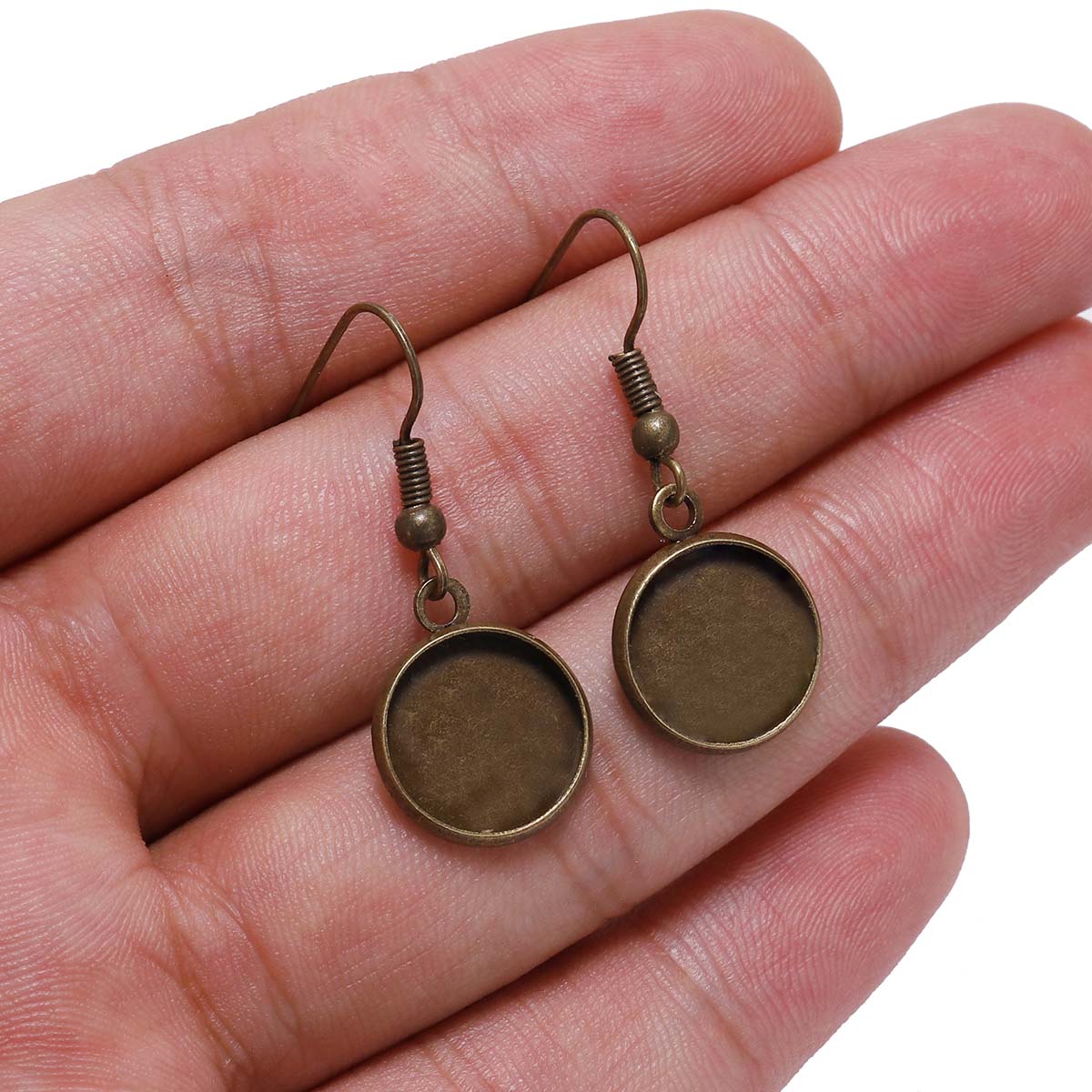 10-25mm Tray Bezel Cabochon Earring Hook, 10pcs