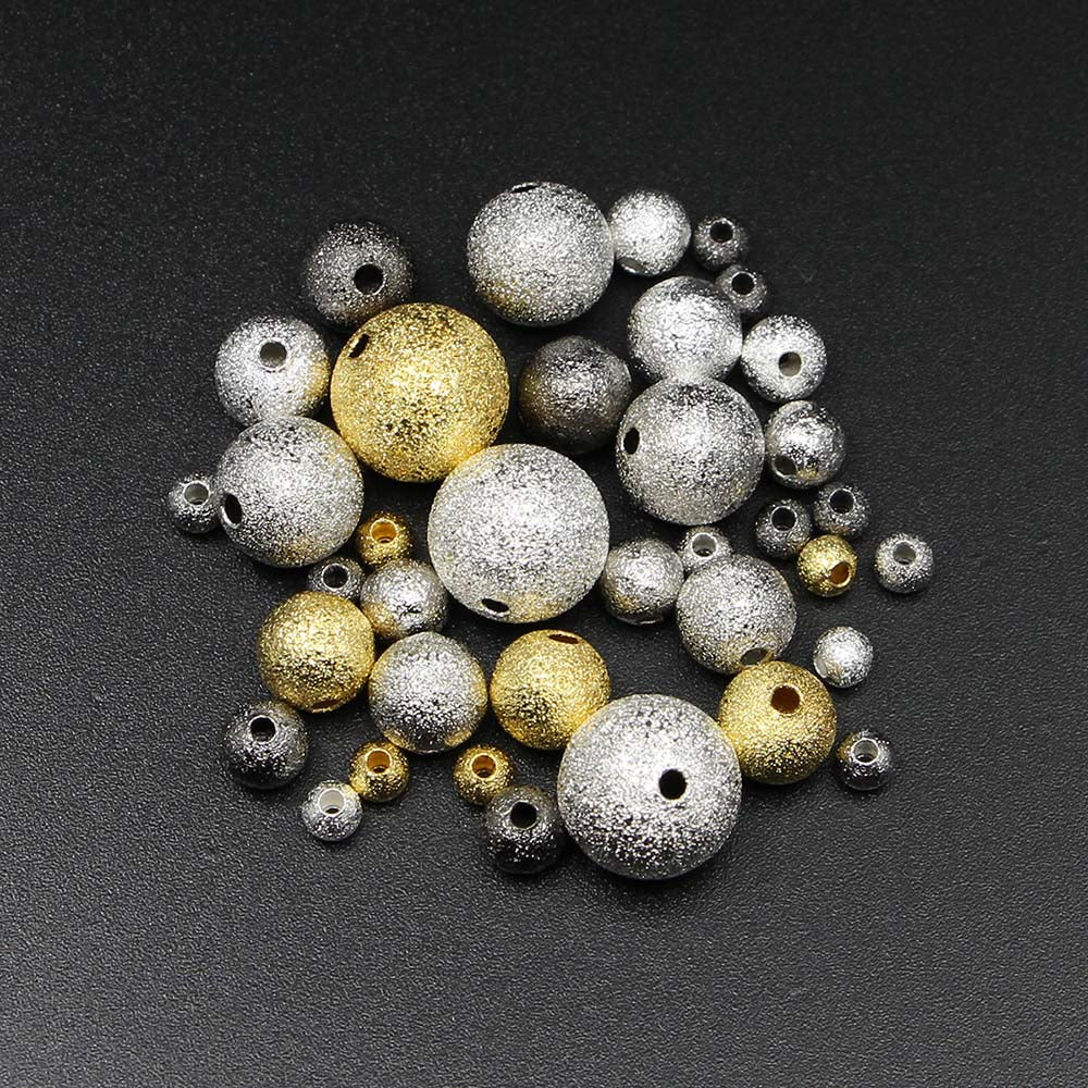 4-12mm Round Frosted Ball Spacer Beads, 20-100pcs