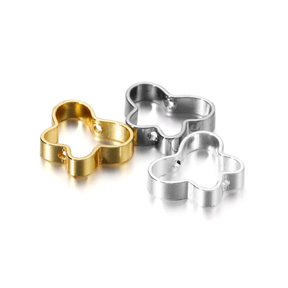 20Pcs 10mm Metal Geometric Double Hole Heart Pendants