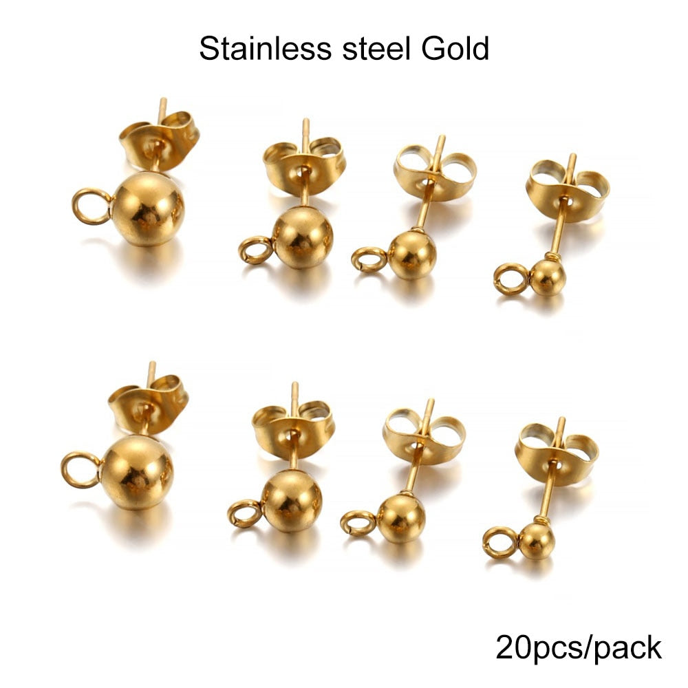 3-6mm Stud Earring Basic Pins, 20-50pcs