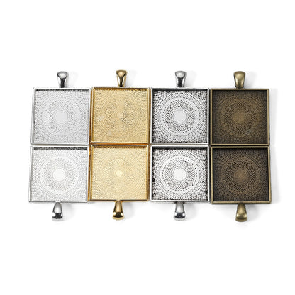5pcs 25mm Gold Plated Square Cabochon Base