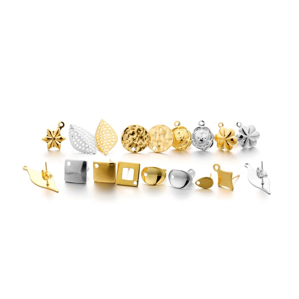 Stainless Steel Geometric Earring Stud Base, 10pcs