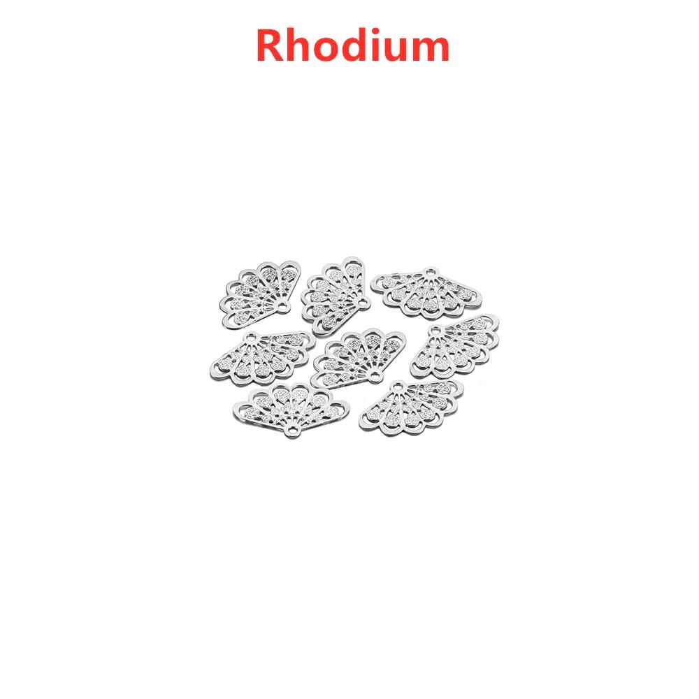 Fan Shape Stamping Floating Flower Findings, 50Pcs