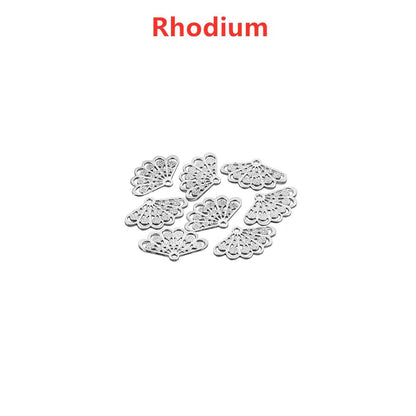 Fan Shape Stamping Floating Flower Findings, 50Pcs