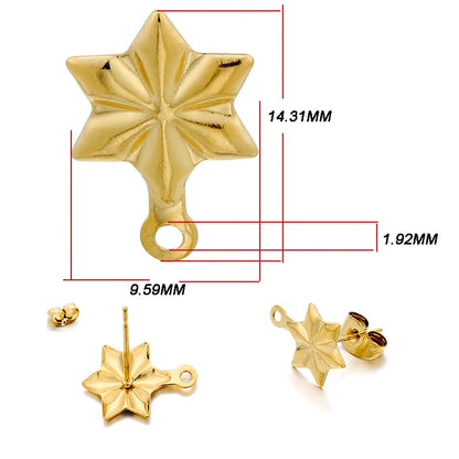 Stainless Steel Geometric Earring Stud Base, 10pcs