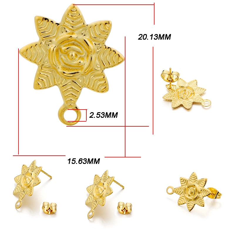 Stainless Steel Geometric Earring Stud Base, 10pcs