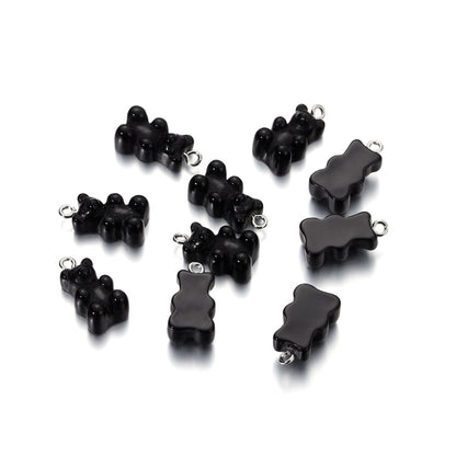 Candy Color Resin Mini Bear Charms, 10pcs