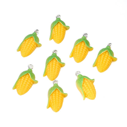 Mixed Fruits Resin Keychain Pendants, 10Pcs