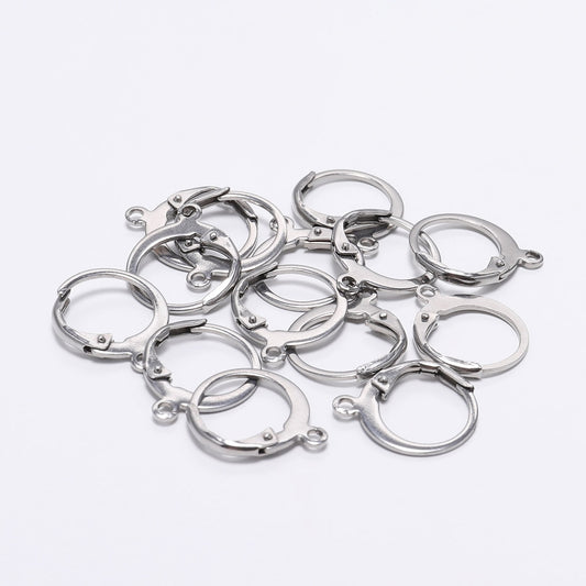 Stainless Steel French Lever Earring Hooks 14x12mm, 20pcs