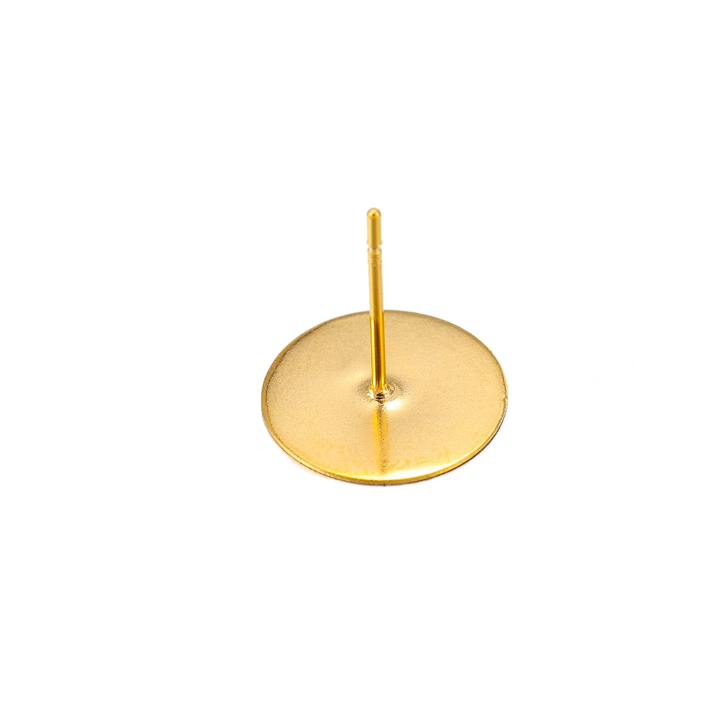 Base de clou de boucle d'oreille en acier inoxydable doré de 3 à 8 mm, 50 pièces