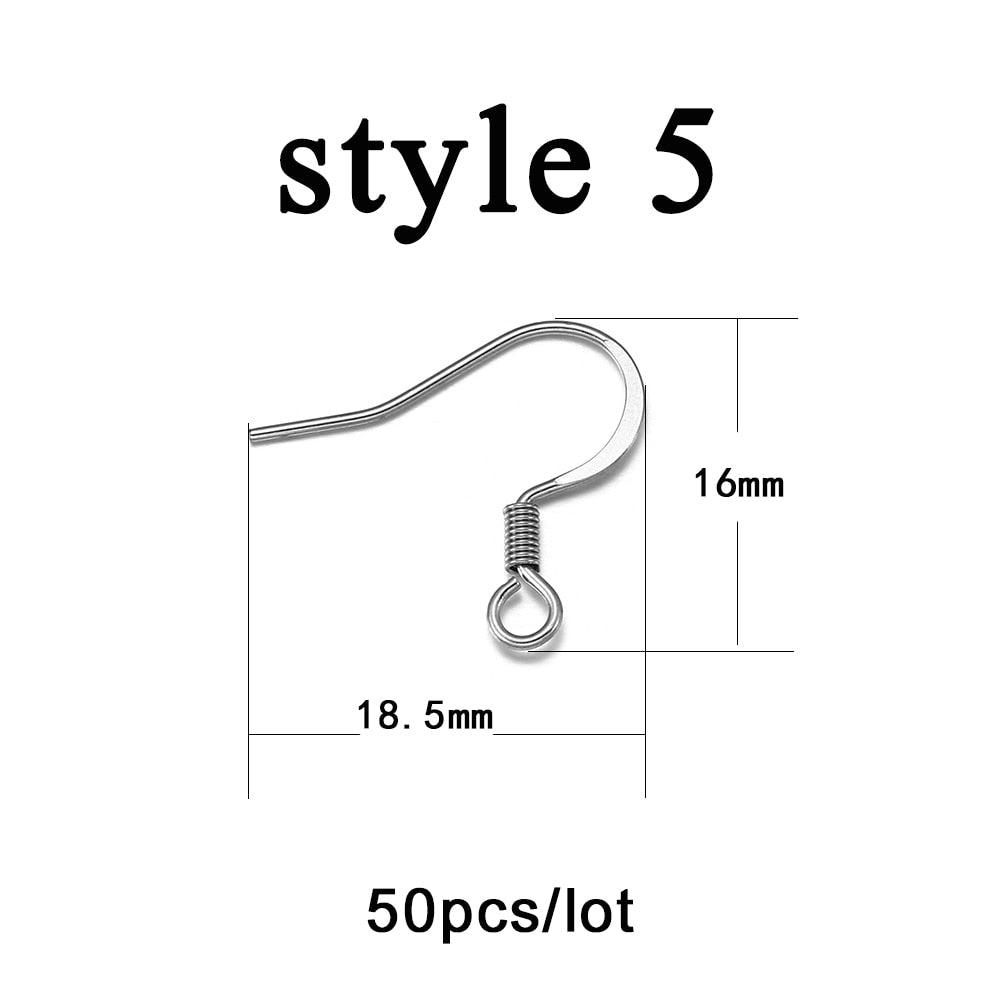 Hypoallergenic Stainless Steel Ear Hooks, 20-50Pcs