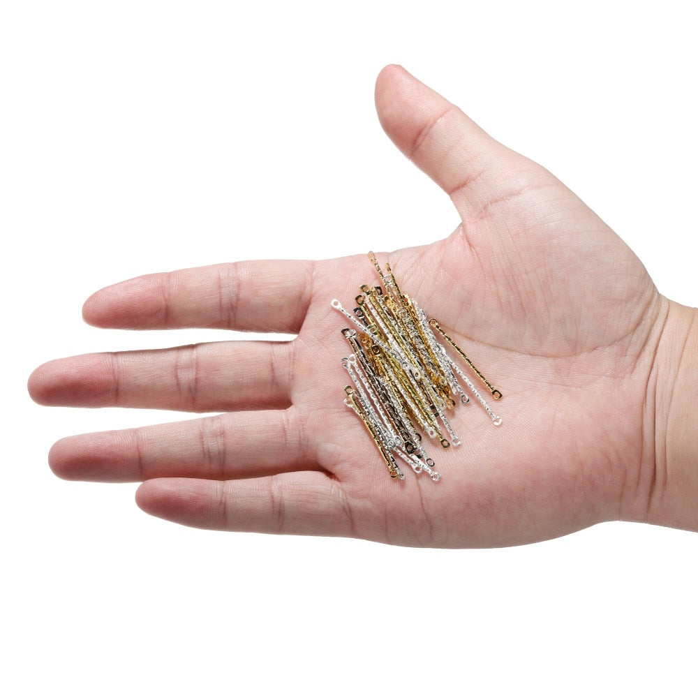 15-40mm Gold Stripe Double Cylinder Bar Earrings, 100Pcs