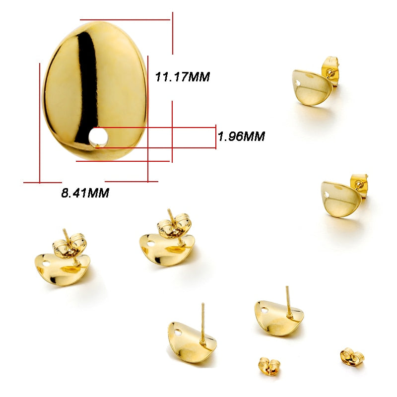 Stainless Steel Geometric Earring Stud Base, 10pcs