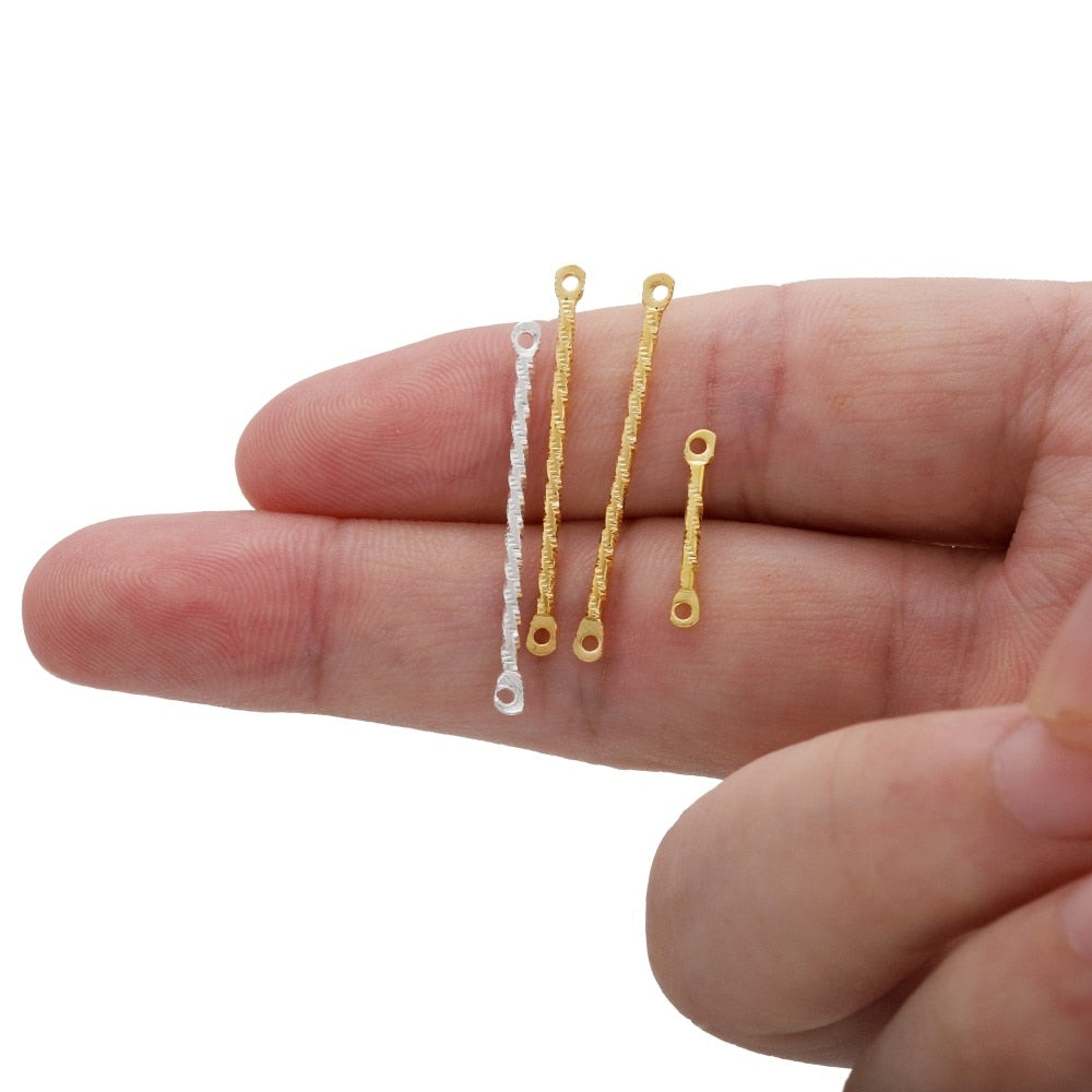 15-40mm Gold Stripe Double Cylinder Bar Earrings, 100Pcs