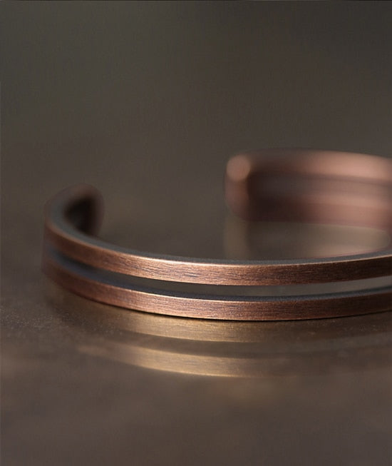 Rustic Viking Luck Cuff: Vintage Copper Bracelet for Men and Women