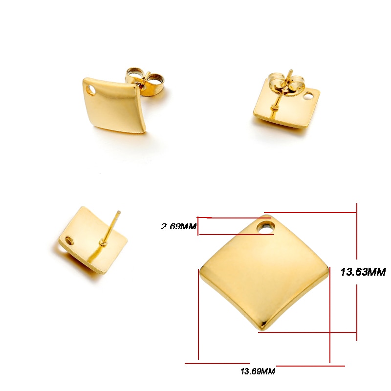Stainless Steel Geometric Earring Stud Base, 10pcs