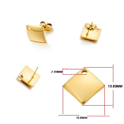 Stainless Steel Geometric Earring Stud Base, 10pcs