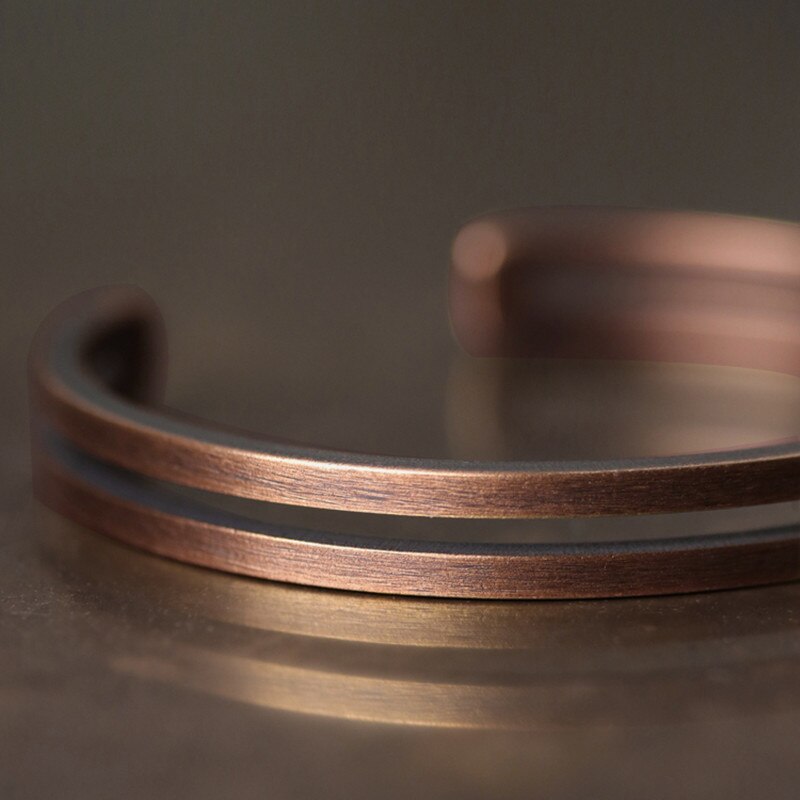 Rustic Viking Luck Cuff: Vintage Copper Bracelet for Men and Women