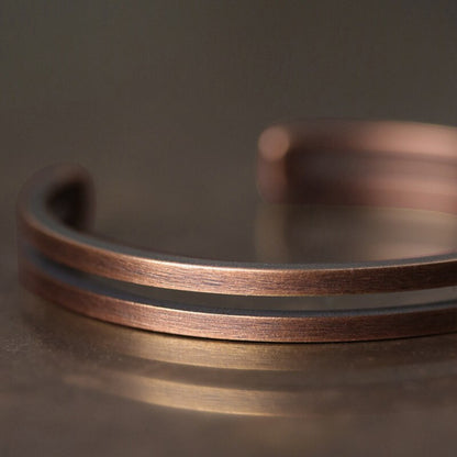 Rustic Viking Luck Cuff: Vintage Copper Bracelet for Men and Women