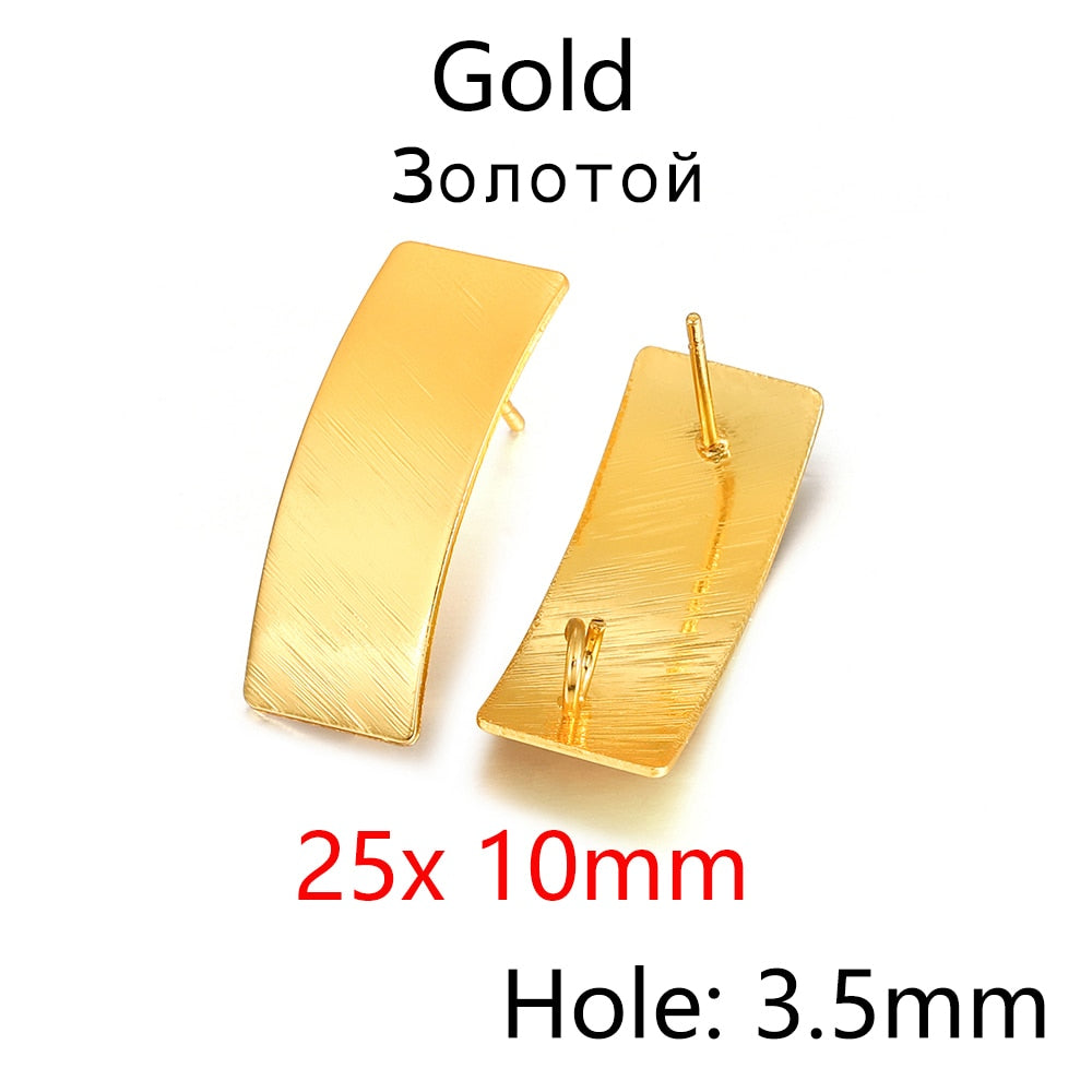 7 Styles Plated Geometric Polygonal Earring Stud Posts, 10pair - Lot